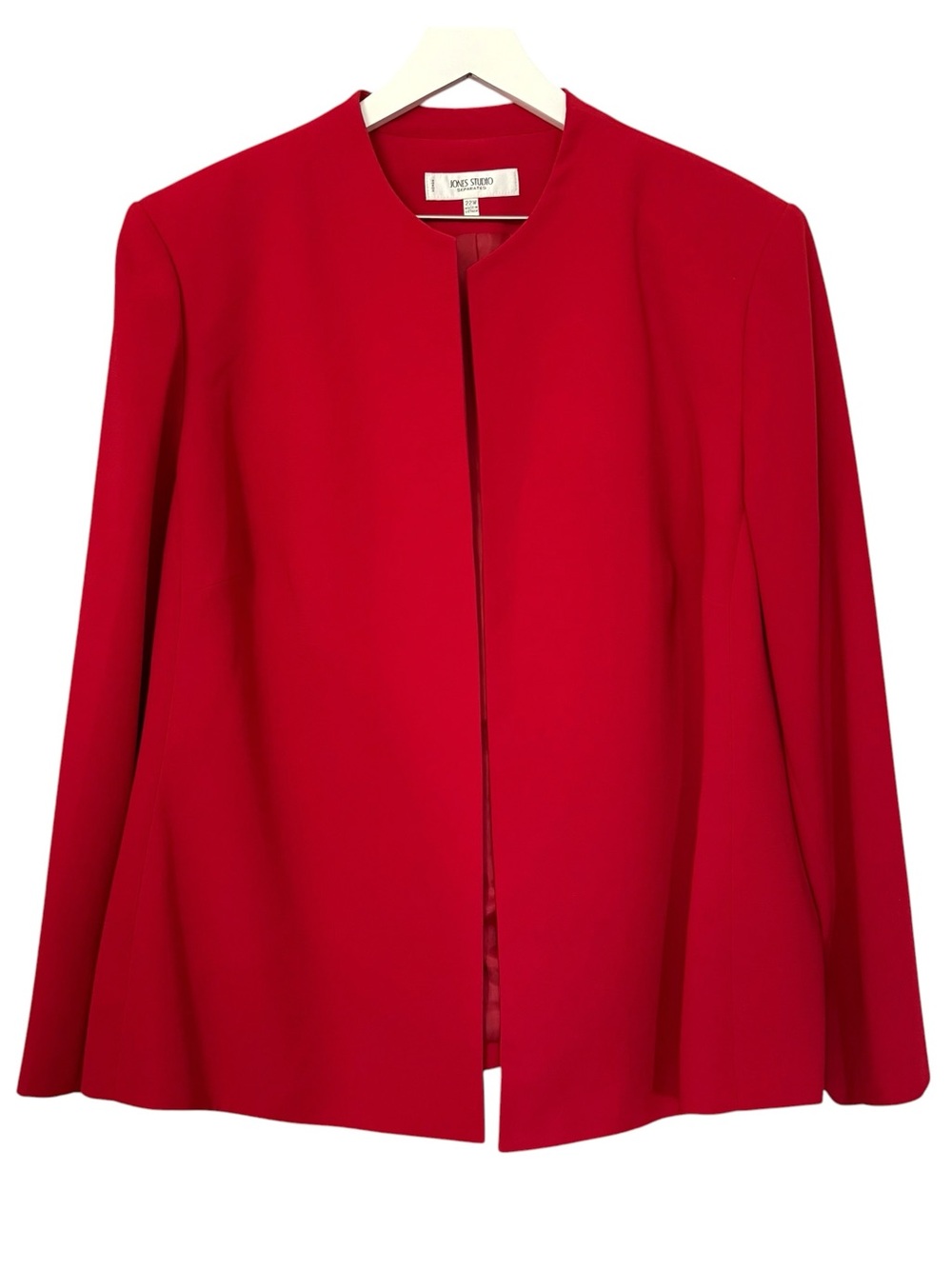 NWT Jones Studio Separates Women's Size 22W Red Open Front Blazer Jacket Lined
